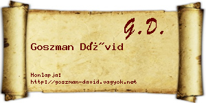 Goszman Dávid névjegykártya